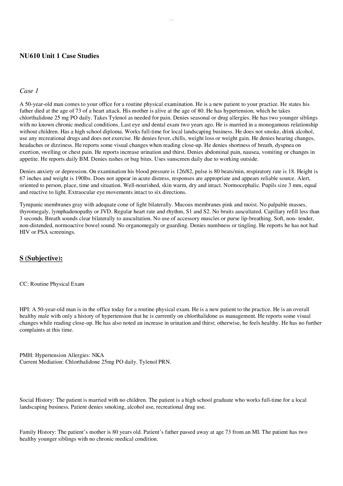 Preview image for NU610 Unit 1 Case Studies